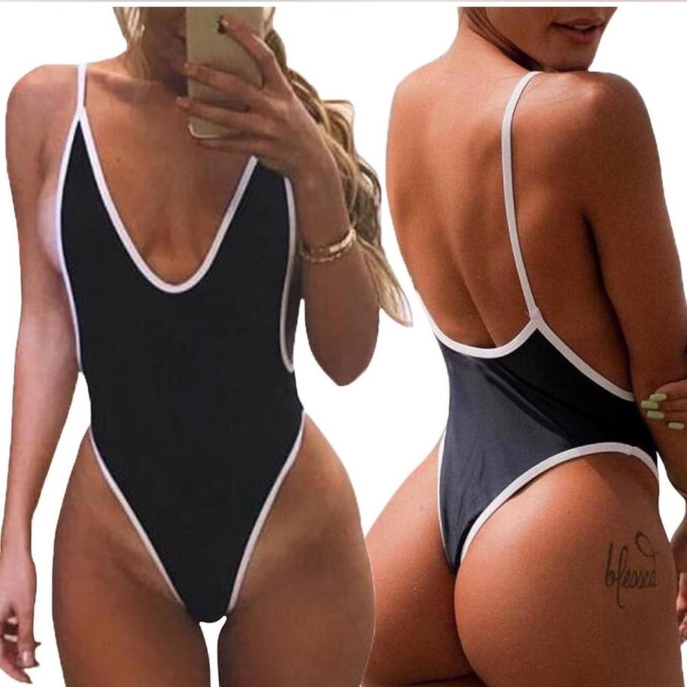 Deep V Once Piece Bathing Suit
